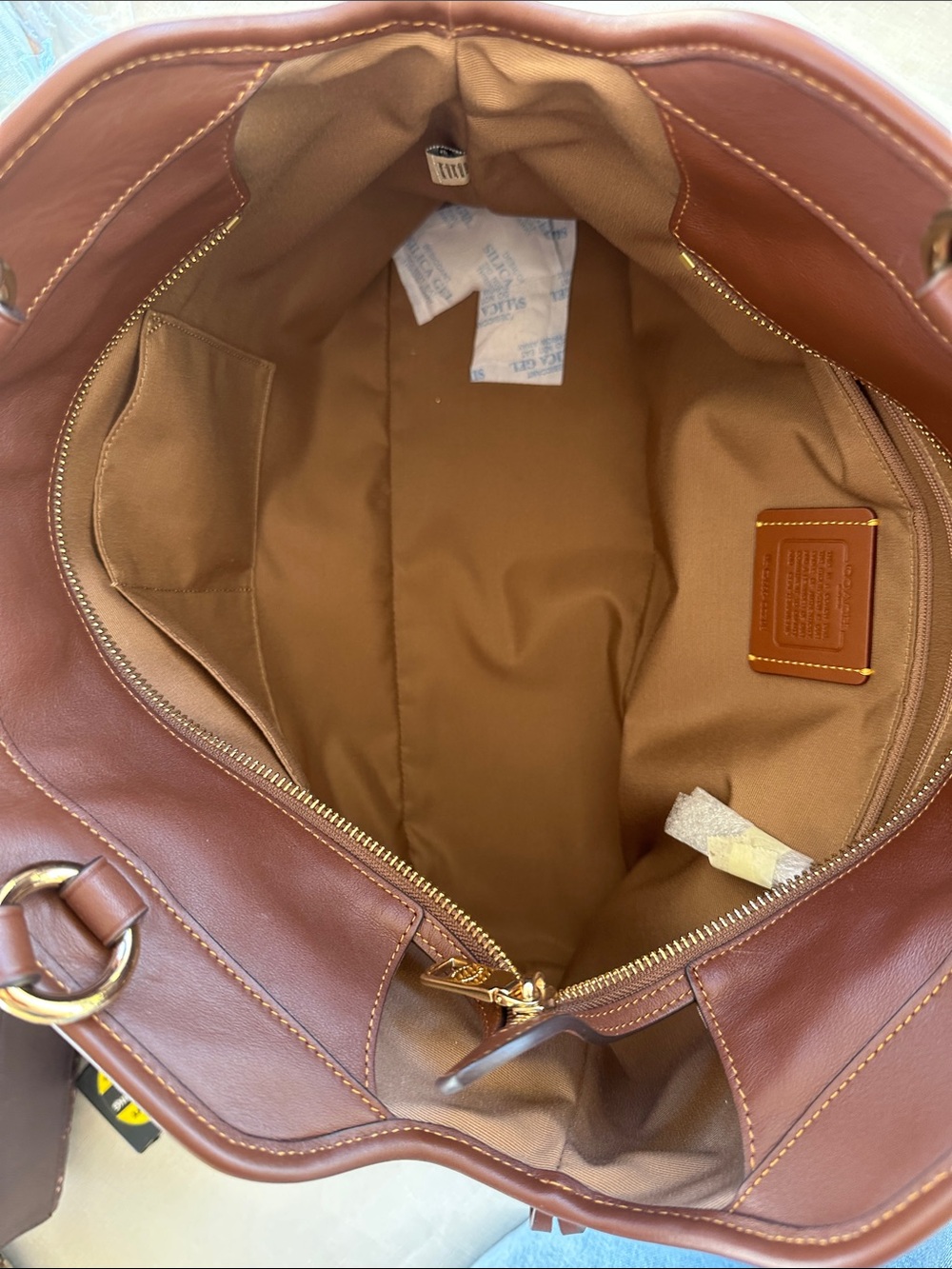 COACH Tan and Brown Signature Shoulder Tote - Picture 11 of 13